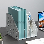 Лоток вертикальный Deli 78995LT-GREY 3 отд. складной для бумаг A4 250х256х243мм серый, пластик, вид 8