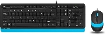 Комплект клавиатура+мышь A4Tech FStyler F1010 проводной, USB, 1600 DPI, чёрный/синий