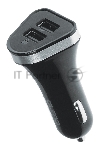 Автомобильное зарядное устройство QUMO 3A, 2 USB, 1A+2A черный, кабель Micro USB в комплекте