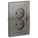 Розетка 2-м СП AtlasDesign 16А IP20 без заземл. в сборе сталь SchE ATN000920