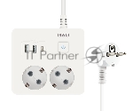 Удл. PC 0,5м, 2р с/з, с вык.16А, 3USB, бел. кв SPG5-A4