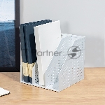 Лоток вертикальный Deli 78995LT-GREY 3 отд. складной для бумаг A4 250х256х243мм серый, пластик, вид 4