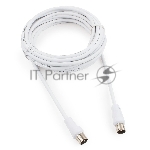 Кабель телевизионный Cablexpert, CCV-515-W-5M, Coaxial M/F, белый, 5м