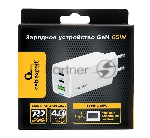 Зарядное устройство Cablexpert MP3A-PC-65, 65Вт GaN, 3,25A, QC4.0/PD, 2xType-C, 1xUSB, белый, коробка