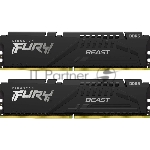 Оперативная память Kingston Fury Beast, DDR5, 32Gb (2x16Gb), 6400MHz, CL32, DIMM, с радиатором, черный
