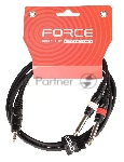 Кабель аудио FORCE FLC-38/1.51/8" TRS mini Jack - 2x1/4" TS Jack, стерео, используется для подключения смартфона к микшеру и аудио интерфейсу, диаметр 4,8 мм, длина 1,5 м