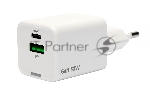 Зарядное устройство Cablexpert MP3A-PC-63, 30Вт GaN, 3А, QC4.0/PD, 1xUSB, 1xType-C, белый, пакет