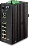 Индустриальный PoE коммутатор IGS-10020PT для монтажа в DIN-рейку IP30 L2+ SNMP Manageable 8-Port Gigabit POE(Af) Switch + 2-Port Gigabit SFP Industrial Switch (-40 to 75 C), ERPS Ring Supported, 1588