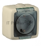 Розетка наружная HEGEL РА16-211-01 "ALFA IP44" с заземлением, без шторок, слоновая кость