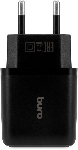 Сетевое зарядное устройство Buro BUWH1 15.5W 3.1A 2xUSB универсальное черный