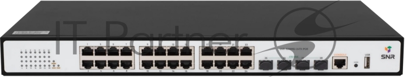Коммутатор SNR SNR-S2989G-24TX, 24×1 Гбит/с + 4×10 Гбит/с SFP+, управляемый