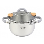 Zeidan Z-50291 5,0л Кастрюля со сливом - 5.0 л (O22 см), нерж.сталь, внутренняя – матовая полировка, снаружи - комбинированная полировка, шкала литража, стеклянная крышка со сливом, 3-х СЛОЙНОЕ КАПСУЛИРОВАННОЕ ДНО. Подарочная упаковка с пластиковой ручкой.