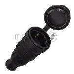 Розетка переносная 16А 230В 2P+PE с защ. крышкой IP44 каучук EKF RPS-012-16-230-44