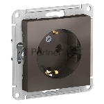 Механизм розетки 1-м СП AtlasDesign с заземл. 16А мокко SchE ATN000643