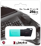 Флешка USB Kingston DataTraveler Exodia М (DTXM/256Gb), 256Gb, USB 3.2 Gen 1, R/W 150/60, черный/бирюзовый
