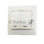 Выключатель 2-кл. СП Мира 10А IP20 с подсветкой крем./крем. LEZARD 701-0303-112