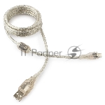 Кабель Cablexpert USB2.0 Pro, AM/microBM, 1,8м, экран, феррит.кольцо, прозрачны (CCP-mUSB2-AMBM-6-TR)
