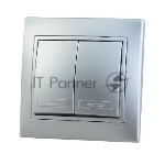 Выключатель 2-кл. СП Мира 10А IP20 метал. сер. LEZARD 701-1010-101