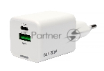 Зарядное устройство Cablexpert MP3A-PC-61, 20Вт GaN, 3А, QC4.0/PD, 1xUSB, 1xType-C, белый, пакет