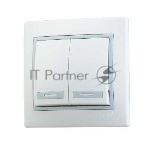 Выключатель 2-кл. СП Мира 10А IP20 белый/сер. LEZARD 701-0215-101