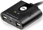 Переключатель, электрон., USB, 2 User > 2 устройства + клавиатура + мышь, 2 USB A-тип > 4 USB A-тип, Male > Female, со встроен. шнурами 2х1.2м., (USB 2.0) 2 PORT USB PERIPHERAL SWITCH.