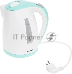 Электрочайник Blackton Bt KT1702P белый/зеленый, 1.7 л, 2200 Вт, скрытый нагревательный элемент