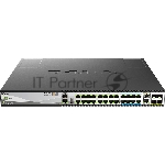 Управляемый L3 стекируемый коммутатор DMS-3130-30PS/A1A с 16 портами 100/1000/2.5GBase-T, 8 портами 5GBase-T, 2 портами 10GBase-T и 4 портами 25GBase-X SFP28 (16 портов PoE 802.3af/at, 8 портов PoE 802.3bt, PoE-бюджет 740 Вт)
