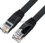 Патч-корд GCR PROF плоский прямой 3.0m, UTP медь cat.6, черный, 30 AWG, ethernet high speed 10 Гбит/с, RJ45, T568B, GCR-52870
