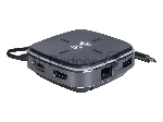 Многофункциональная док-станция Intrend ITACS-9W Type-C с беспроводной зарядкой 3 встроенных высокоскоростных USB 3.0, встроенный высокоскоростной TF и SD карт ридер, разъем RJ-45 для подключения к локальной сети HDMI 4K/30Hz, 60W Power Delivery порт,
