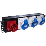 Блок розеток 19" трехфазный, 1х3 IEC309, 32A 380V