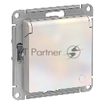 Розетка с/з со шторками с крышкой, 16А, IP20, механизм ATN000446 Schneider Electric Жемчуг
