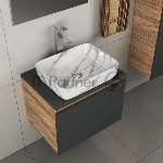 Комплект для ванной, 4 предмета (тумба Bau 60, графит + раковина BAU Hotel 51х39 + смеситель Hotel Still, выпуск клик-клак, хром)