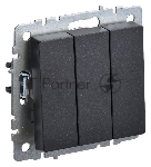 Выключатель 3-кл. СП BRITE ВС10-3-0-БрЧ 10А черный IEK BR-V30-0-10-K02