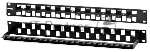 Модульная патч-панель 19" Hyperline PPBL3-19-24S-RM, 24 порта, Flat Type, 1U, для модулей Keystone Jack, с задним кабельным организатором (без модулей)