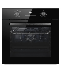 Духовой шкаф Kuppersberg HO 606 P Black, High-Tech, 78 л, поворотное управление, утапливаемые переключатели, дисплей, таймер, 6 режимов, макс. температура 310 градусов, телескопические направляющие (на 1 уровень), цвет черный, цвет фурнитуры черный