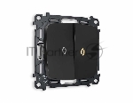 Комплект механизма 2-кл выключателя с подсветкой 3200K OMEGA Черный матовый QUANT (OP8040, VM115, G11Y) MO804010