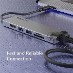 Док-станция WAVLINK USB-C  Travel Mini/100W PowerDelivery/ 1xUSB3.0/1xUSB2.0/1xHDMI 4K 60HZ/1xGigabit LAN/SD/Micro SD Card Reader
