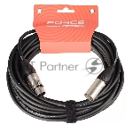 Кабель микрофонный FORCE FMC-05/10XLR (M) - XLR (F), высококачественный балансный, малошумящий с проводниками из безкислородной меди OFC, диаметр 6 мм, профессиональные металлические разъемы, длина 10 м, цвет черный