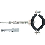Хомут сантехнический д/труб 47-51 (1 1/2"), резин.упл., шпилька+дюбель, 1 шт., Россия Сибртех