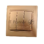 Выключатель 3-кл. СП Мира 10А IP20 метал. зол. LEZARD 701-1313-109