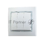 Выключатель 3-кл. СП Мира 10А IP20 бел./сер. LEZARD 701-0215-109