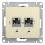 Механизм розетки комп. 2-м Glossa RJ45+RJ45 кат. 5е беж. SchE GSL000285KK