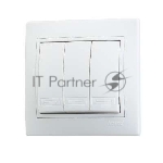 Выключатель 3-кл. СП Мира 10А IP20 белый/белый LEZARD 701-0202-109