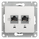 Механизм розетки комп. 2-м Glossa RJ45+RJ45 кат. 5е белый SchE GSL000185KK