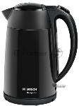 Электрочайник Bosch TWK3P423 черный, 1.7 л, 2400 Вт, скрытый нагревательный элемент