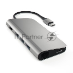USB адаптер Satechi Aluminum Multi-Port Adapter 4K with Ethernet. Интерфейс USB-C. Порты: USB Type-C, 3хUSB 3.0, 4K HDMI, Ethernet RJ-45, SD / micro-SD . Цвет серый космос.