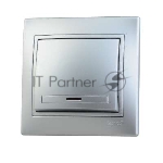 Выключатель 1-кл. СП Мира 10А IP20 с подсветкой метал. сер. LEZARD 701-1010-111