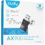 Адаптер Wi-Fi AX900 Wi-Fi USB Adapter, 802.11ax/ac/a/b/g/n, 600Mbps at 5GHz + 286Mbps at 2.4GHz, USB 2.0, Auto driver installation on Windows 7/10/11, Manual driver installation for other OS;Windows 7/10/11, Linux Kernel 3.10~6.8, UOS, Kylin OS V4 and V10;
