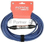 Кабель микрофонный FORCE FMC-05/10 BLXLR (M) - XLR (F), высококачественный балансный, малошумящий с проводниками из безкислородной меди OFC, диаметр 6 мм, профессиональные металлические разъемы, длина 10 м, цвет синий