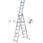 Лестница FIT 65432трехсекционная алюминиевая 3х7 ступеней h=202/339/476см вес 9.16кг